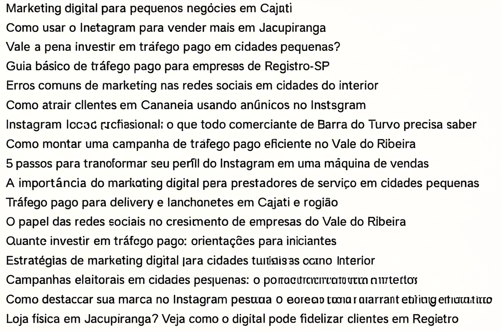 Marketing digital para pequenos negócios em Cajati
Como usar o Instagram para vender mais em Jac