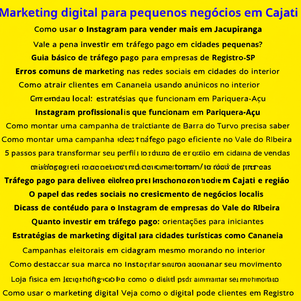 Marketing digital para pequenos negócios em Cajati
Como usar o Instagram para vender mais em Jac