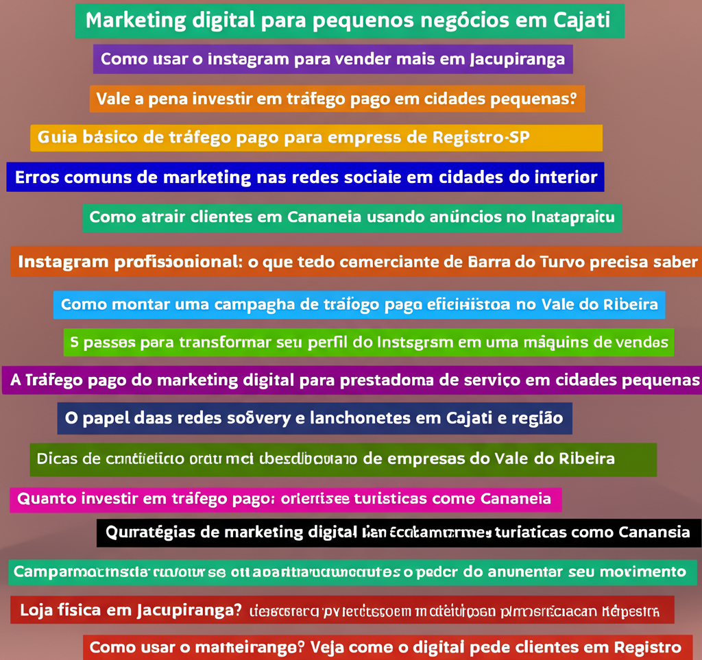 Marketing digital para pequenos negócios em Cajati
Como usar o Instagram para vender mais em Jac